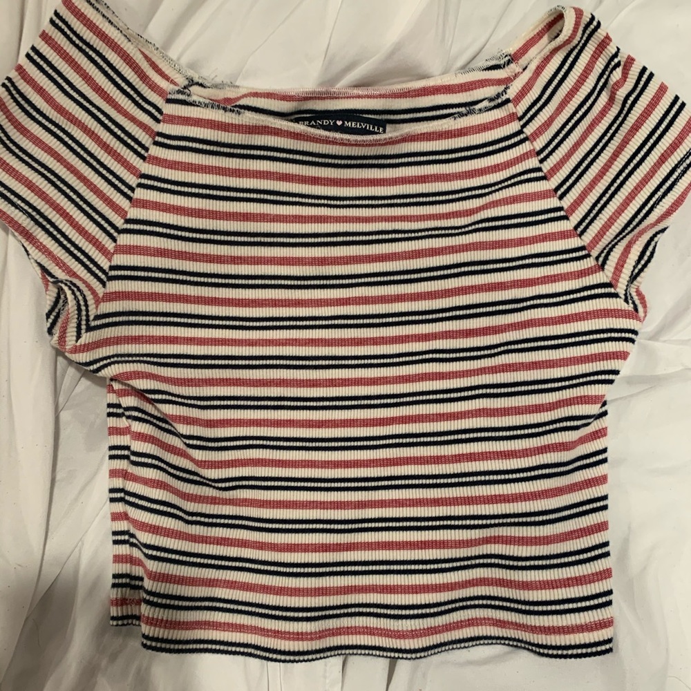 Brandy Melville cropped striped top WORE ONCE